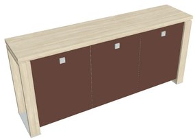 Nízka skriňa Verno+ S 200 x 46 x 90 cm, sklenené dvere, agát / hnedá