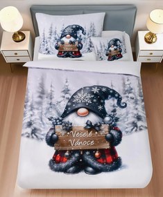 Obliečky z mikrosaténu JOLLY GNOME biele + obliečka na vankúšik 45 x 45 cm zadarmo Rozmer obliečky: 70 x 90 cm | 140 x 200 cm