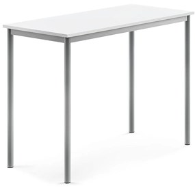Stôl SONITUS, 1200x600x900 mm, HPL - biela, strieborná