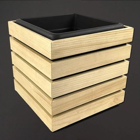AMADEA Kvetináč s dreveným obalom, priemer 27,5x27,5x26 cm, drevený kvetináč