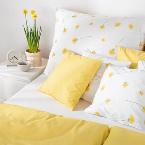 Goldea bavlnené posteľné obliečky duo - púpavy so žltou 140 x 200 a 70 x 90 cm