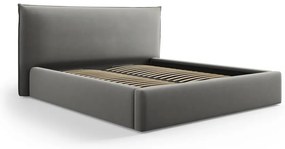 Sivá čalúnená dvojlôžková posteľ s úložným priestorom a roštom 160x200 cm Elio – Milo Casa
