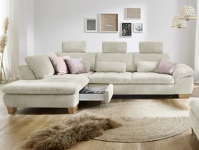 Rohová sedacia súprava MP-IN14007, krémová štruktúrovaná látka