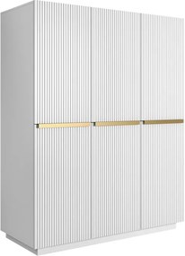 Skriňa Nicole 150 cm na sokli - biely mat / zlaté úchytky