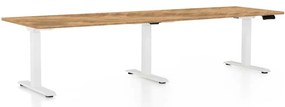Výškovo nastaviteľný stôl OfficeTech Long, 260 x 80 cm, biela podnož, dub zlatý