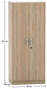 Šatníková skriňa Breanna (dub sonoma) . Vlastná spoľahlivá doprava až k Vám domov. 1116251