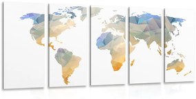5-dielny obraz polygonálna mapa sveta - 100x50