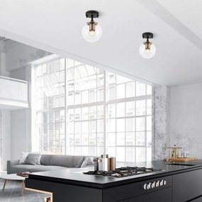 Čierne stropné svietidlo so skleneným tienidlom ø 15 cm Atmaca – Opviq lights