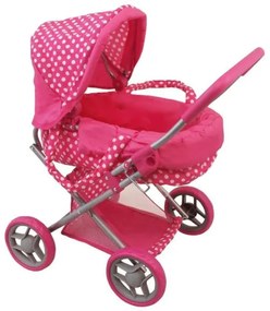 BABY MIX Hlboký kočík pre bábiky Baby Mix bodkovaný ružový