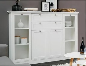 Vysoká komoda s presklením Landwood, biela%