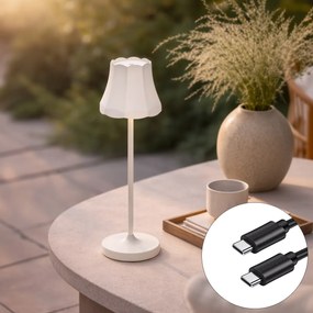 Retro stolná lampa nabíjateľná IP44 smotanová - Granny