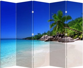 Paraván - Pláž na Praslin ostrove (210x170 cm)