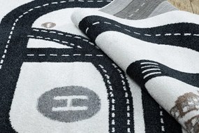 Dywany Łuszczów, Detský kusový koberec Fun Track cream, 80x150, čiernobiela, detská izba