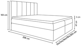 Čalúnená posteľ boxspring ROCCO + topper, 120x200, jasmine 90