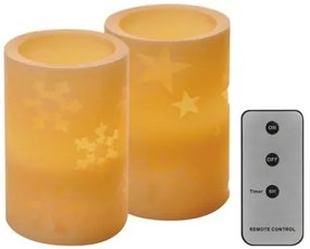 EMOS 2x LED dekoratívna vosková sviečka, 2×AA, 12,5cm, časovač, s ovládačom, jantárová