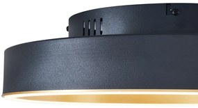 Dizajnové stropné svietidlo čierne so zlatom 40 cm vrátane LED 3-stupňového spínača - Ingo