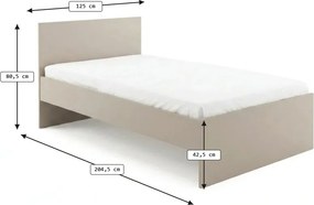 Posteľ ELISA 120 x 200 cm, kašmírovo béžová Rošt: Bez roštu, Matrac: Matrac DELUXE 10 cm
