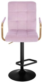 LuxuryForm DESIGN Barová stolička VERONA GOLD VELUR na čiernom tanieri - levanduľa