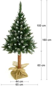 Vianočný stromček na pni Christee 7 160 cm - zelená / biela