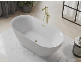 Mexen Roxy, voľne stojaca vaňa 170 x 80 cm, biela, zlatý lesklý prepad, 51201708000-50