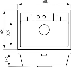 Novaservis Drezy - Granitový drez 580x480 mm, Sivá, DRGM1/48/58GA