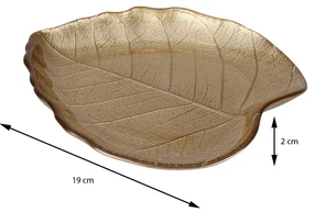 Dekoračný sklenený podnos Leaf, 19x16 cm