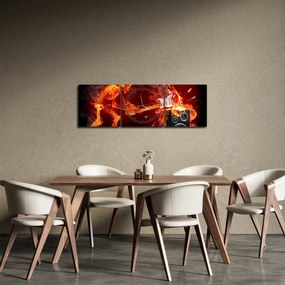Obraz - Hudba v plameňoch (s hodinami) (90x30 cm)