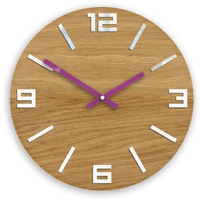 Nástenné hodiny Arabic Wood hnedo-fialové