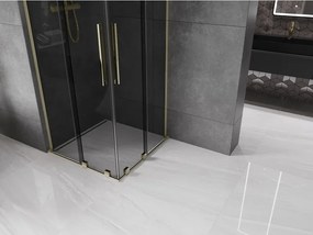 Mexen Velar L Duo, sprchový kút s posuvnými dverami 80 x 80 cm, 8mm šedé sklo, zlatá lesklá, 871-080-080-02-43-50