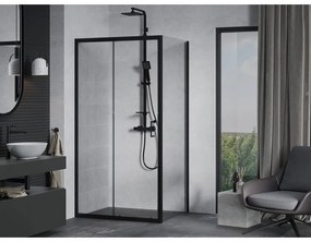 Mexen Apia, sprchový kút s posuvnými dverami 100 (dvere) x 80 (stena) cm, 6mm číre sklo, čierny profil, 840-100-080-70-00
