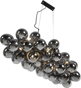 Inteligentné závesné svietidlo čierne s dymovým sklom 8-svetiel Vrátane 8 Wifi G9 - Uvas