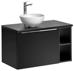 Kúpeľňová skrinka s umývadlom a doskou SANTA FE Black DU80/2 | 80 cm