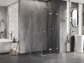 Mexen Lunar-F L, 1-krídlový sprchový kút so skladacími dverami, pravý, 80 x 80 cm, 8mm číre sklo, brúsená oceľ profil, 836L-080-080-97-00-P