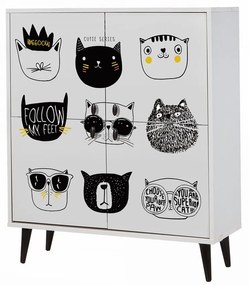 Detská komoda Cats 95 cm biela