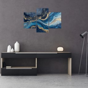 Obraz - Modrozlatý abstraktný mramor (90x60 cm)
