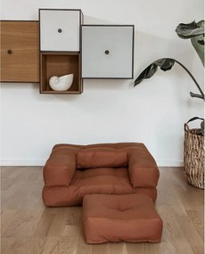 Detské rozkladacie kreslo s taburetkou Karup Design Mini Cube Dark Grey