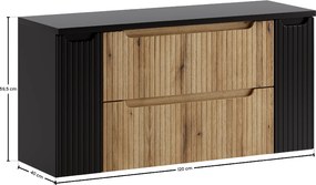 Comad Kúpeľňová skrinka pod doskové umývadlo set Nova Coast Evoke 120 čierna/dub coast evoke