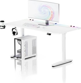 Elektrický herný stôl RGB s držiakmi, biely, 160 cm: Diablo X-Forge 1600
