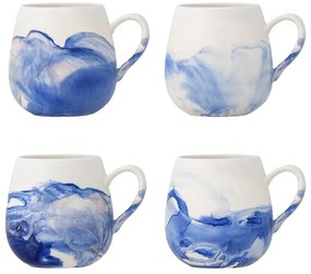Biele/modré šálky v súprave 4 ks z kameniny 250 ml Lyre – Bloomingville