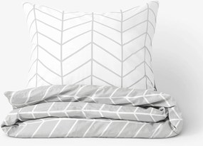 Goldea bavlnené posteľné obliečky - cikcak na bielom so sivou 150 x 200 a 50 x 60 cm