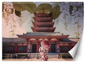 Fototapeta, Gejša a chrám Senso Ji v Tokiu - 100x70 cm