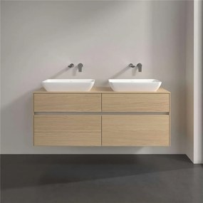 VILLEROY &amp; BOCH Collaro závesná skrinka pod dve umývadlá na dosku, 4 zásuvky, s LED osvetlením, 1400 x 500 x 548 mm, Nordic Oak, C119B0VJ