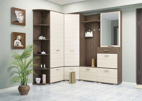 Rohová predsieňová skriňa Veneta CW - tmavý popol shimo / svetlý popol shimo