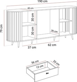 KOMODA 2D3 LANDRY 3 ČIERNA 190 cm