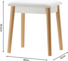 Toaletný stolík SKANDIA so zrkadlom a taburetkou PHO5803