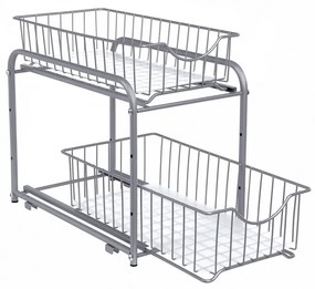 Organizér s výsuvnými košmi SOLIDO stohovateľný, sivý