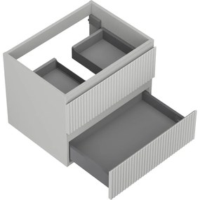 Mexen Rivel, kúpeľňová skrinka 60 cm, 2 zásuvky, drážkovaná, matná sivá, 91A20-06047-2-BFF62