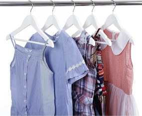 Detské vešiaky na oblečenie, sada 20 ks, biele