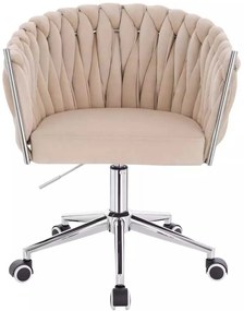 LuxuryForm DESIGN Stolička NORDEN VELUR na striebornej podstave s kolieskami - krémová