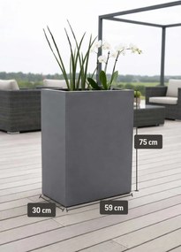 Kvetináč ELEMENTO, sklolaminát, šírka 59 cm, sivá